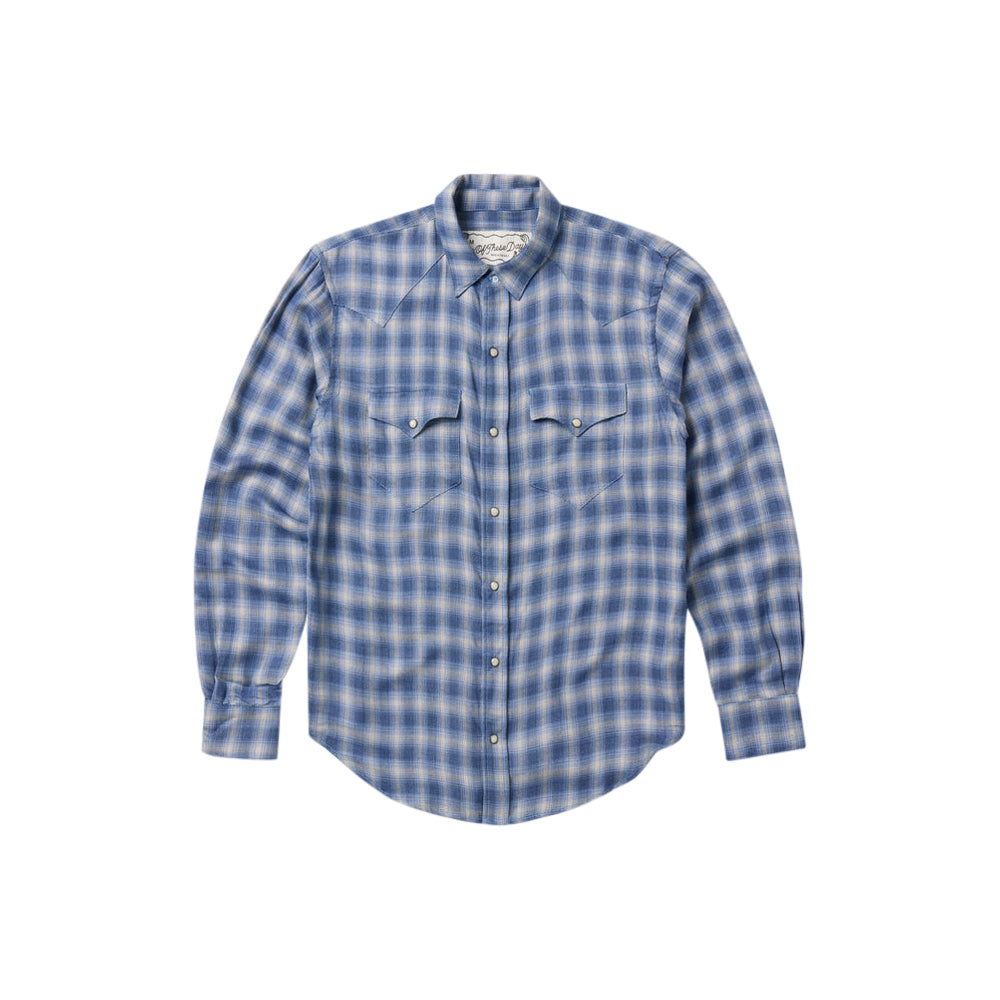 Shadow Plaid Western Shirt (Blue)