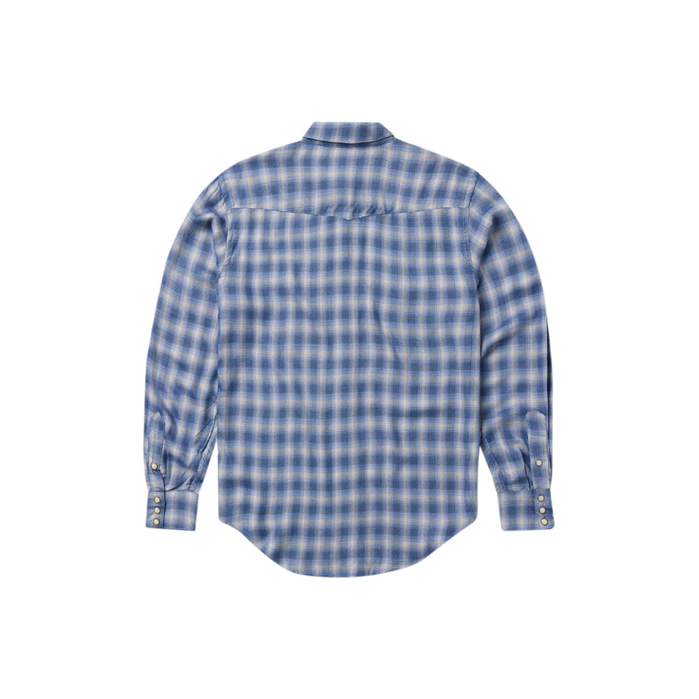 Shadow Plaid Western Shirt (Blue)