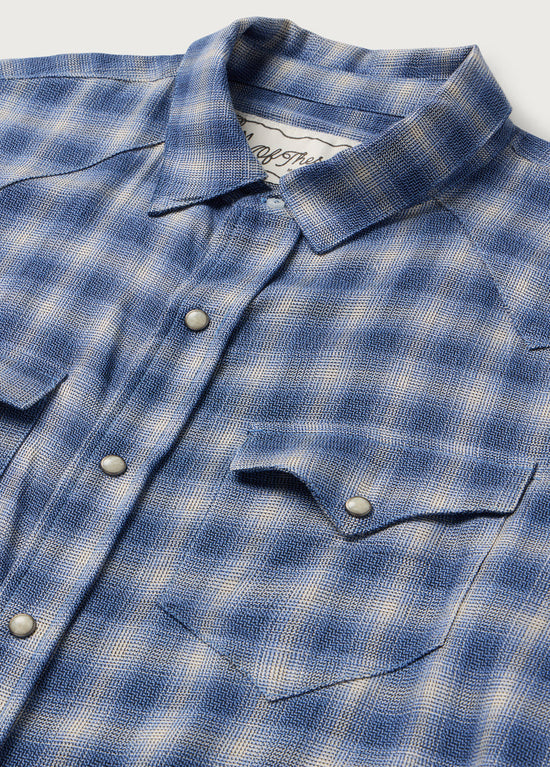 Shadow Plaid Western Shirt (Blue)