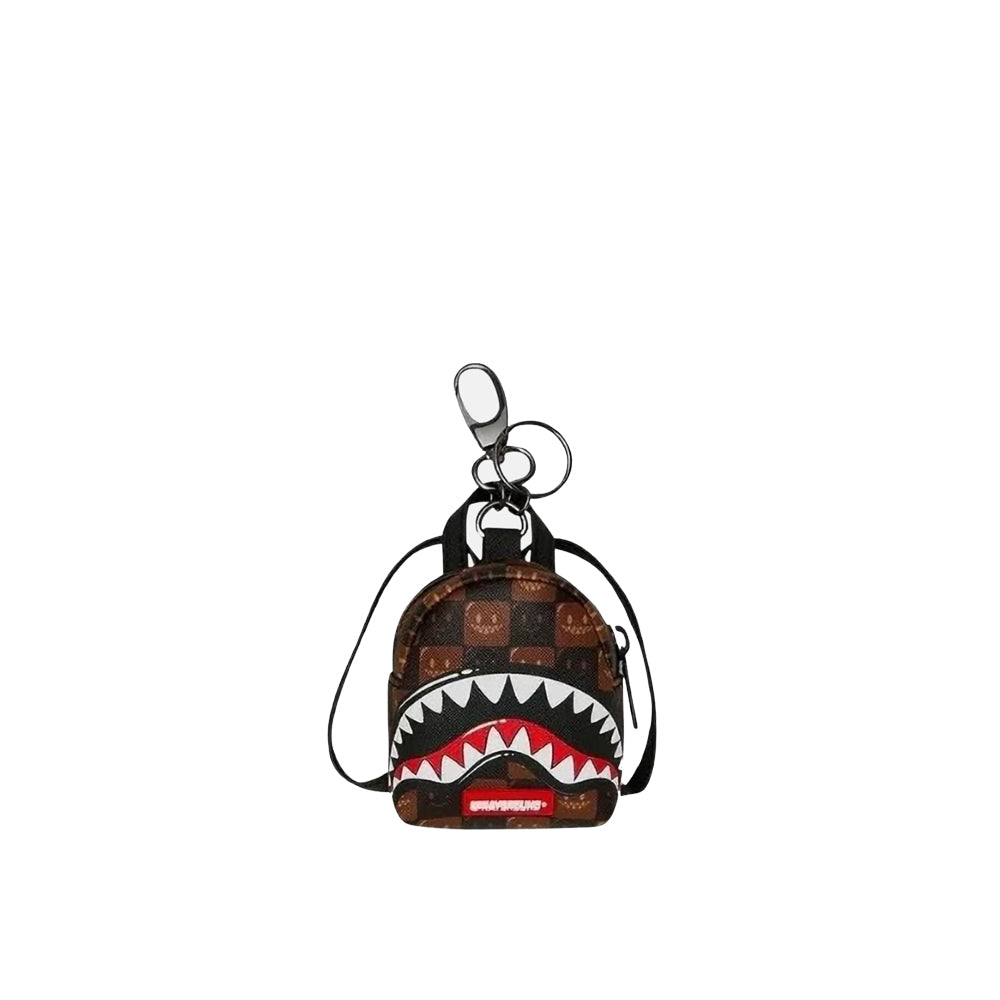 Sharks In Paris WTF Bubble Brown Check Backpack Keychain - Brown