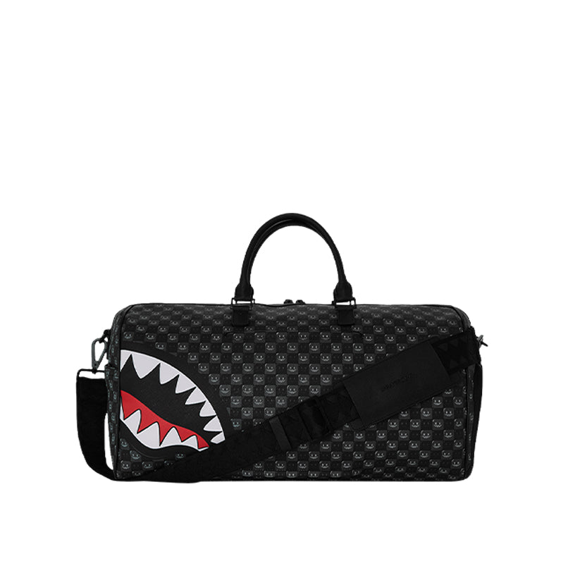 Sharks In Paris WTF Bubbly Black Check Large Duffle - Black