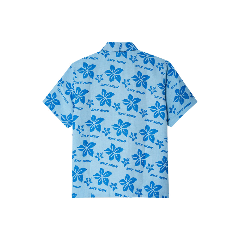 Hand Block Print Hawaiian Shirt Woven (Blue)