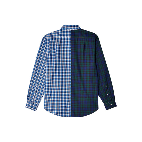 Split Button Down Shirt Woven (Green/Blue)