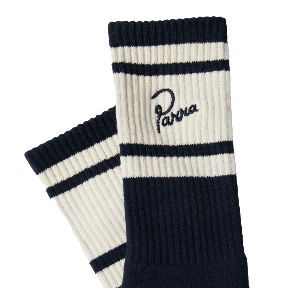 Signature Striped Crew Socks - Navy Blue