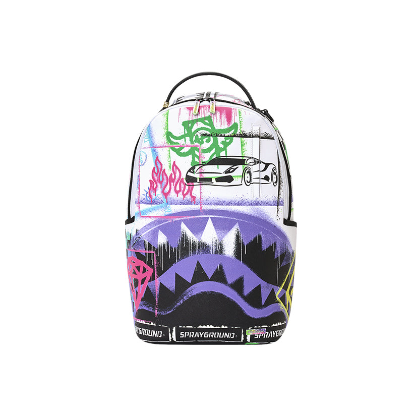 Stencil Shark Attack Black And White Split Dlxsv Backpack - Multi