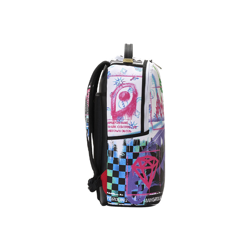 Stencil Shark Attack Black And White Split Dlxsv Backpack - Multi