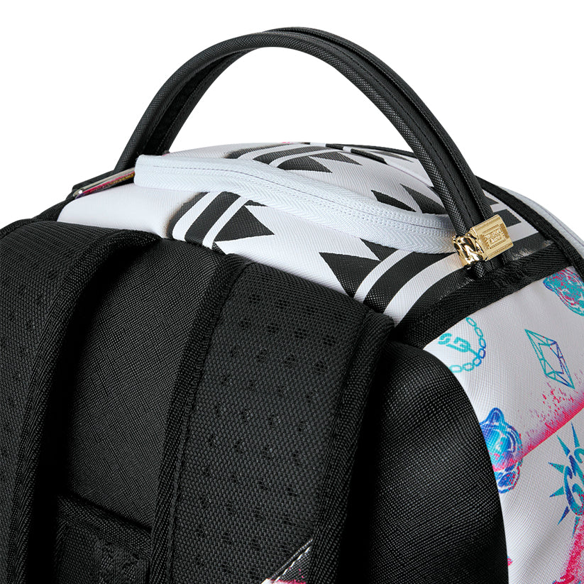 Stencil Shark Attack Black And White Split Dlxsv Backpack - Multi
