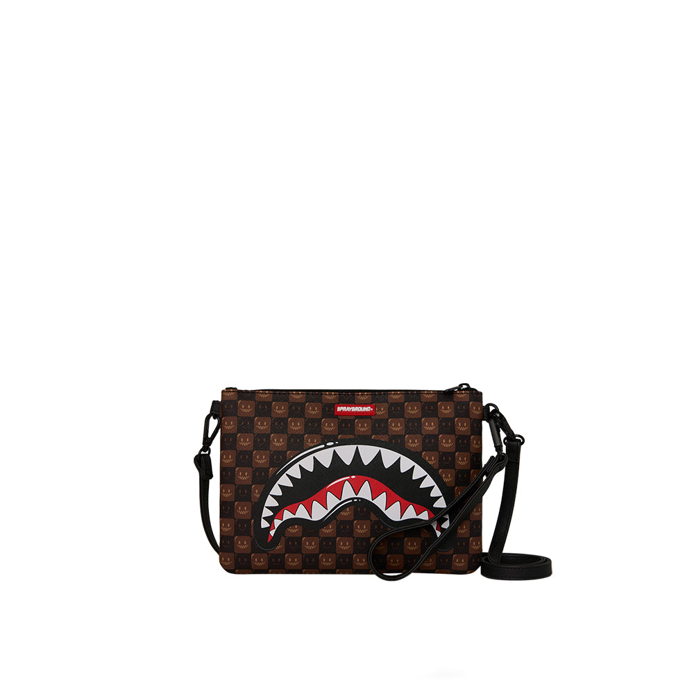 Sharks In Paris WTF Bubble Brown Check Crossover Clutch - Brown