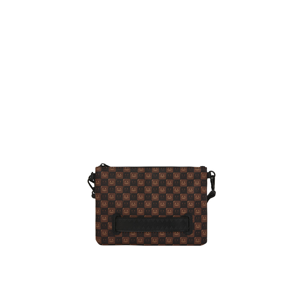 Sharks In Paris WTF Bubble Brown Check Crossover Clutch - Brown