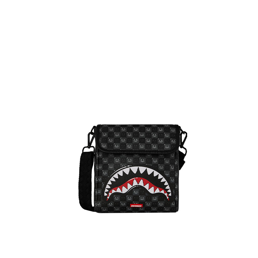 Sharks In Paris WTF Bubbly Black Check Messenger Sling - Black