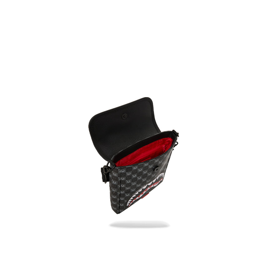 Sharks In Paris WTF Bubbly Black Check Messenger Sling - Black