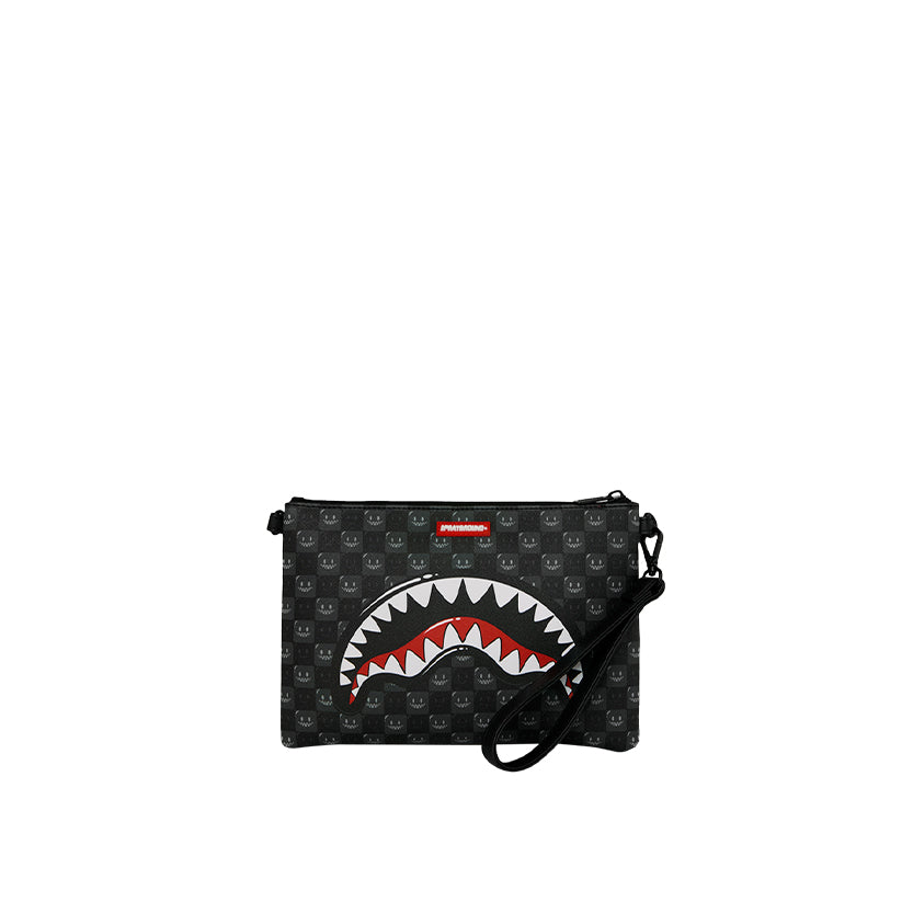 Sharks In Paris WTF Bubbly Black Check Pouchette - Black