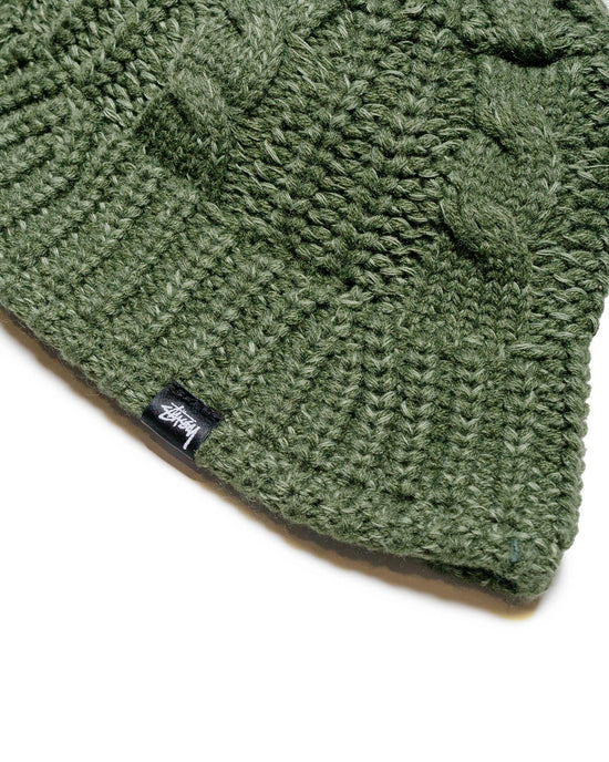 Cable Knit Bucket Hat (olive)