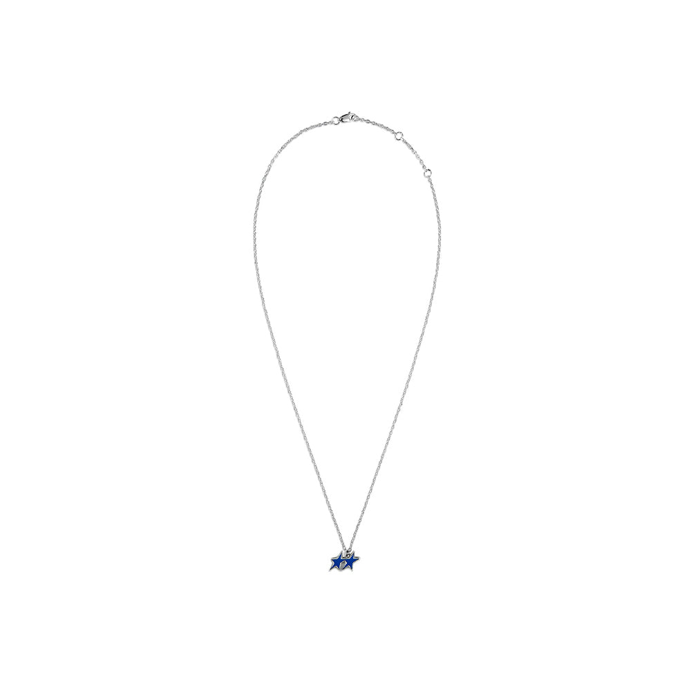 Tilted Enameled Necklace - Silver