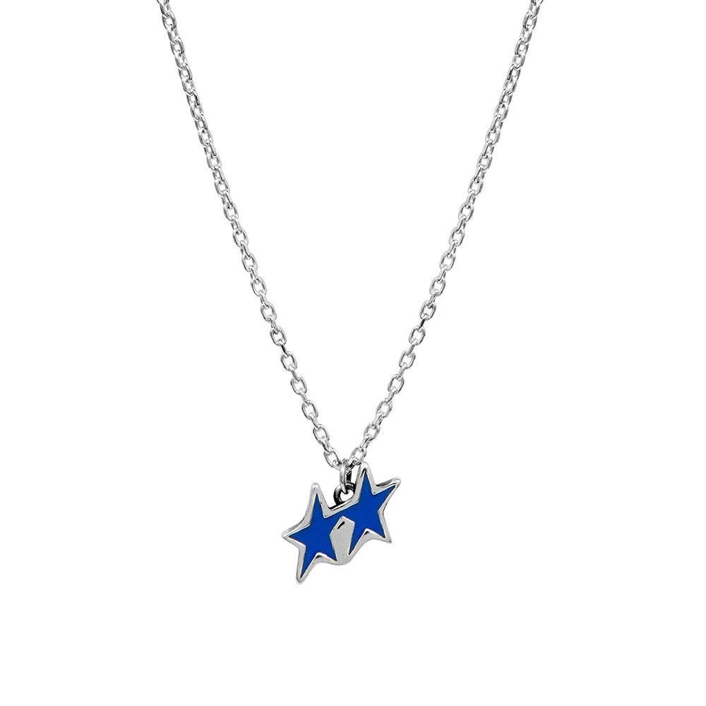 Tilted Enameled Necklace - Silver