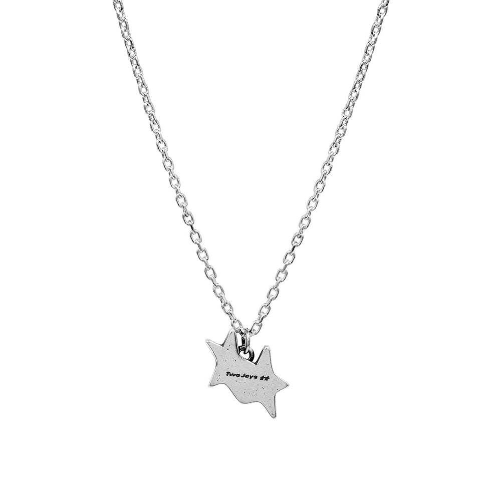 Tilted Enameled Necklace - Silver