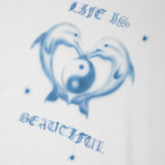 Life Is Beautiful Ribbed Raglan Tee (White)