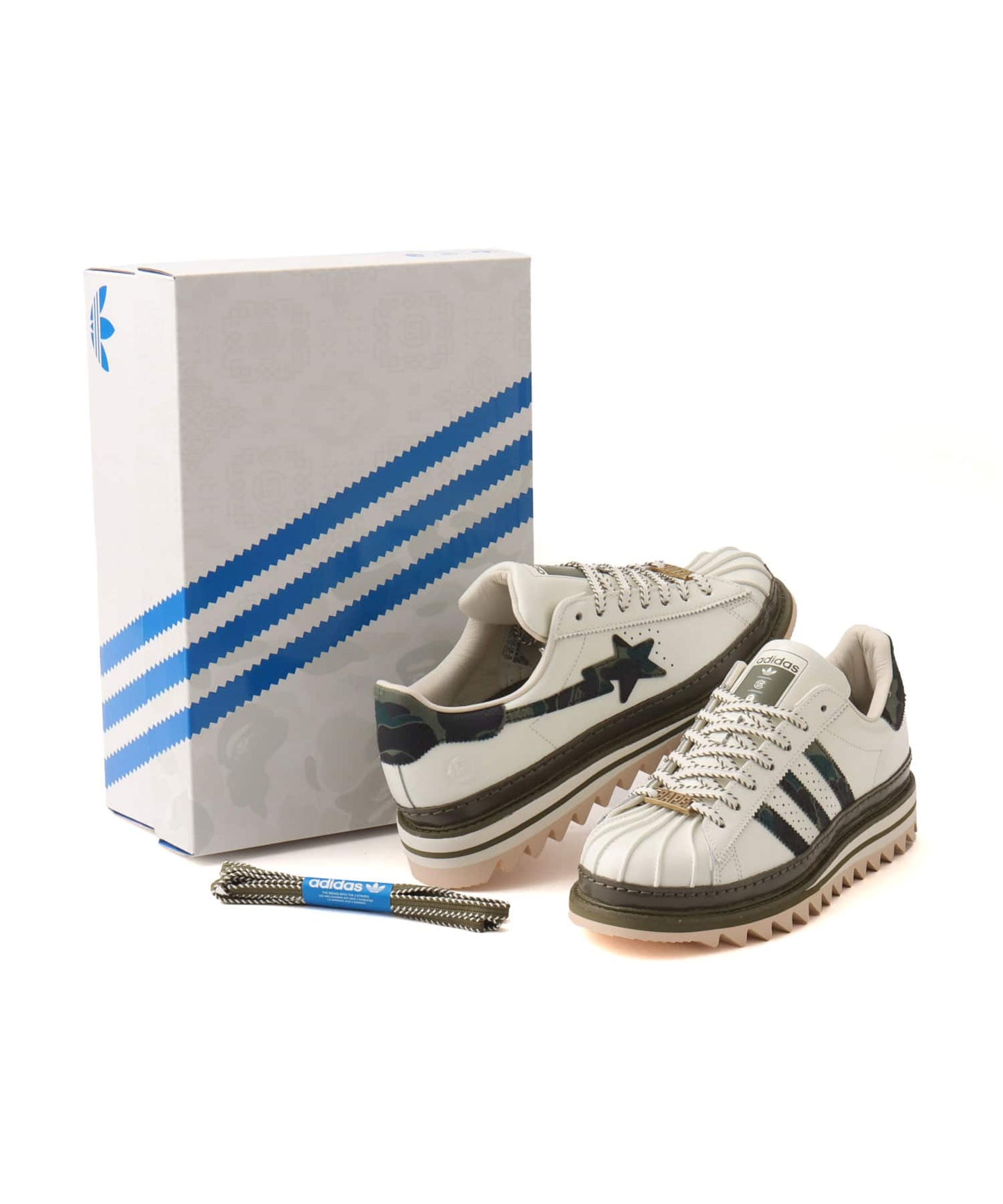 CLOT x BAPE Superstar - Off White/Branch/Olive Cargo