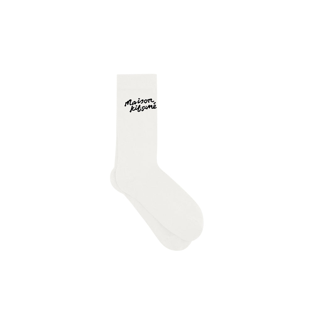 Maison Kitsuné Handwriting Socks (White)