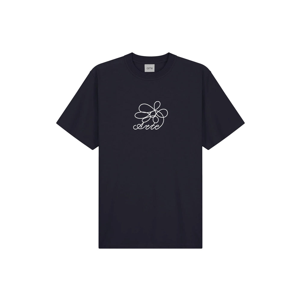 Flower Embroidery T-Shirt (Navy)