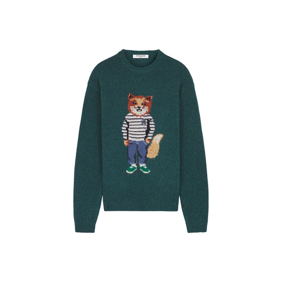 Dressed Fox Intarsia Jumper (Pine)