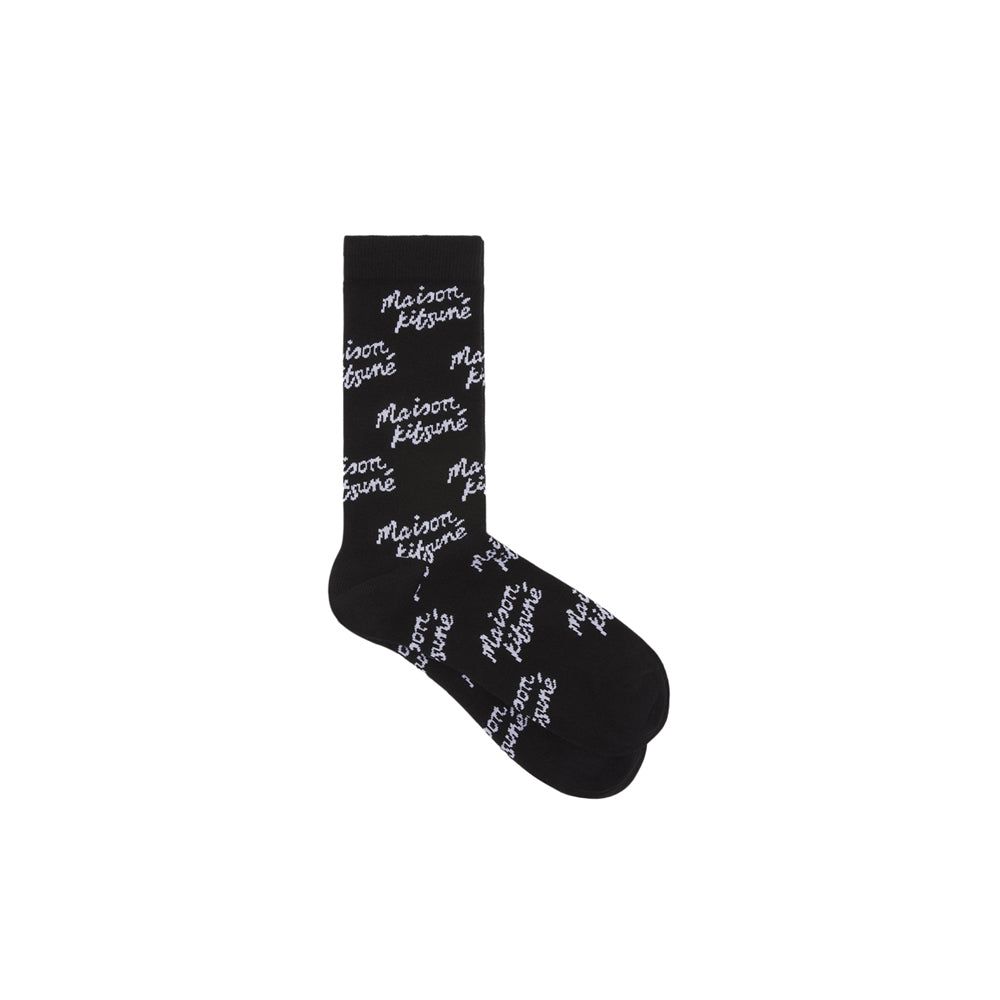 Handwriting All Over Socks (Black)