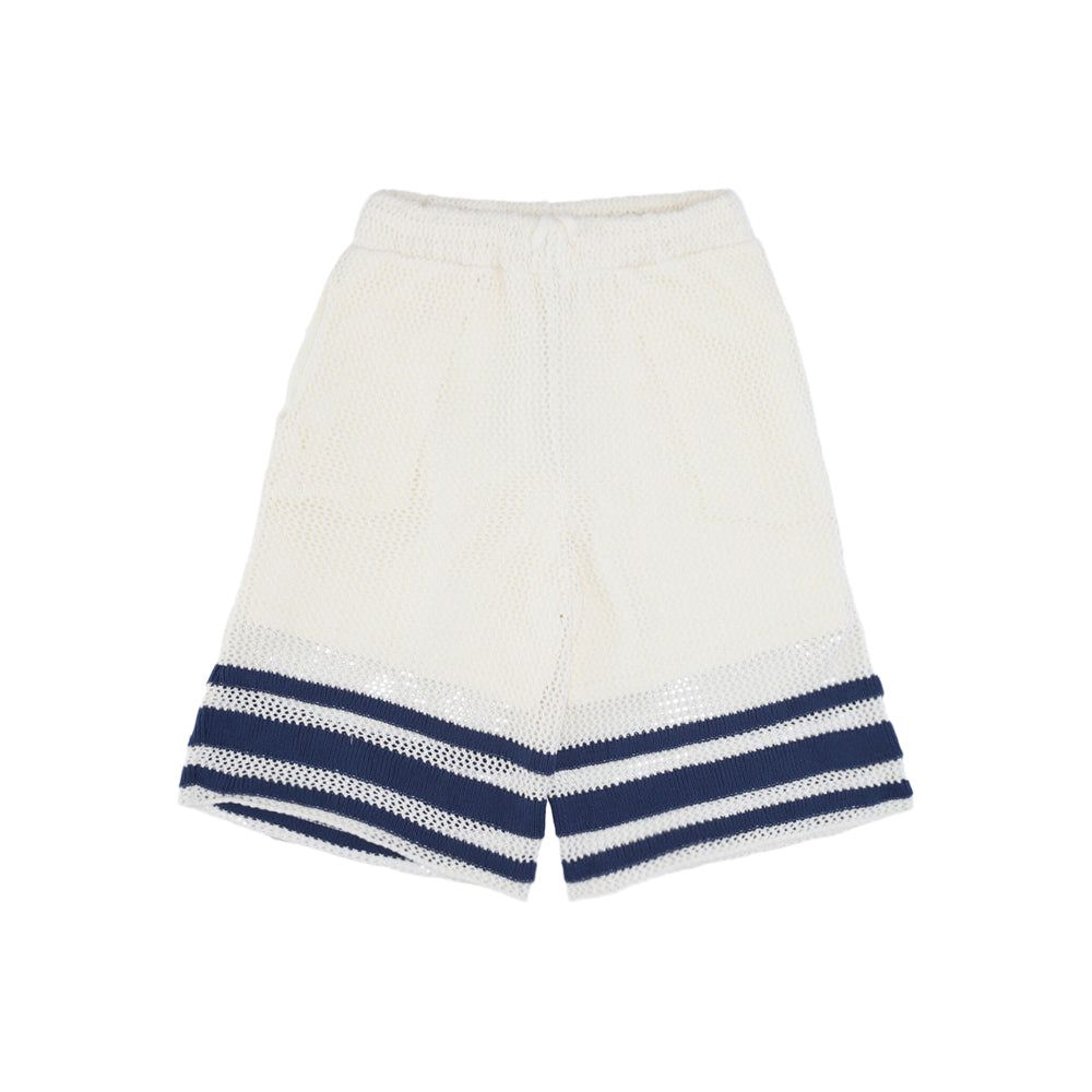 شورت شاني المخطط بالحياكة (أبيض)