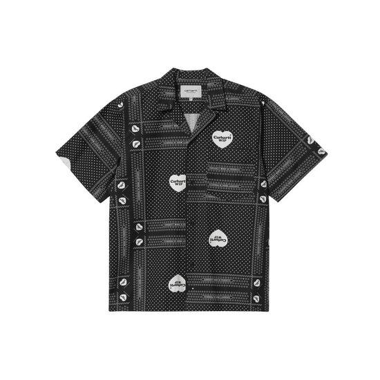 قميص باندانا على شكل قلب S/S (طباعة باندانا على شكل قلب أسود)