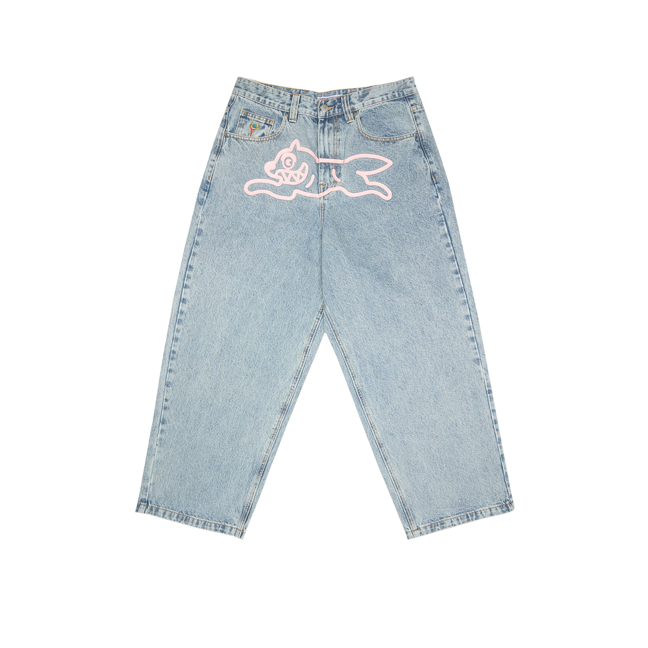 Running Dog Triple Scoop Denim Pants - Heavy Wash Blue