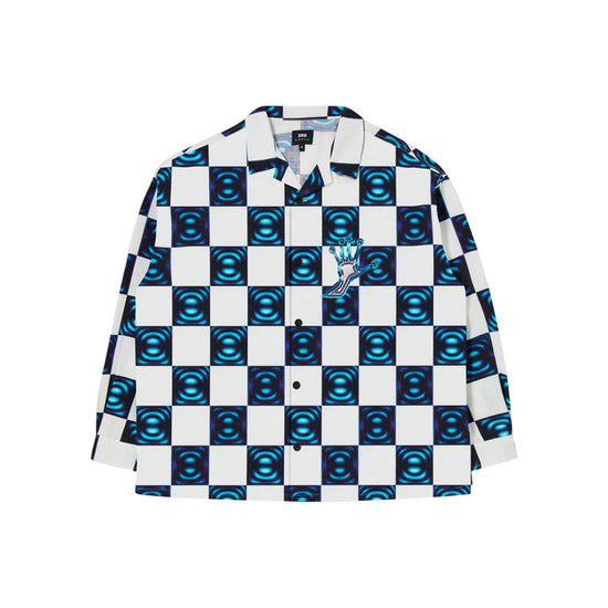 Digital Check Shirt LS (Blue/White Garment Washed)