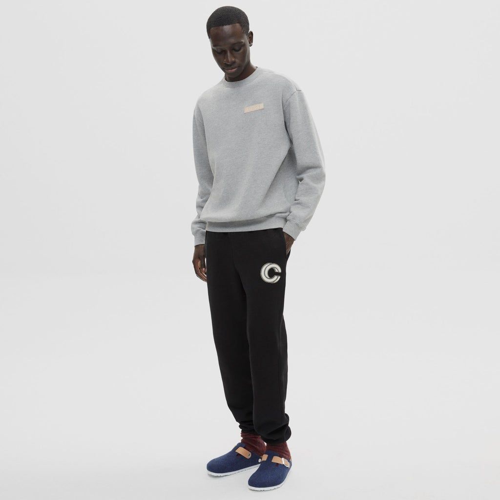 Concepts Leather Patch Crewneck (Heather Grey)
