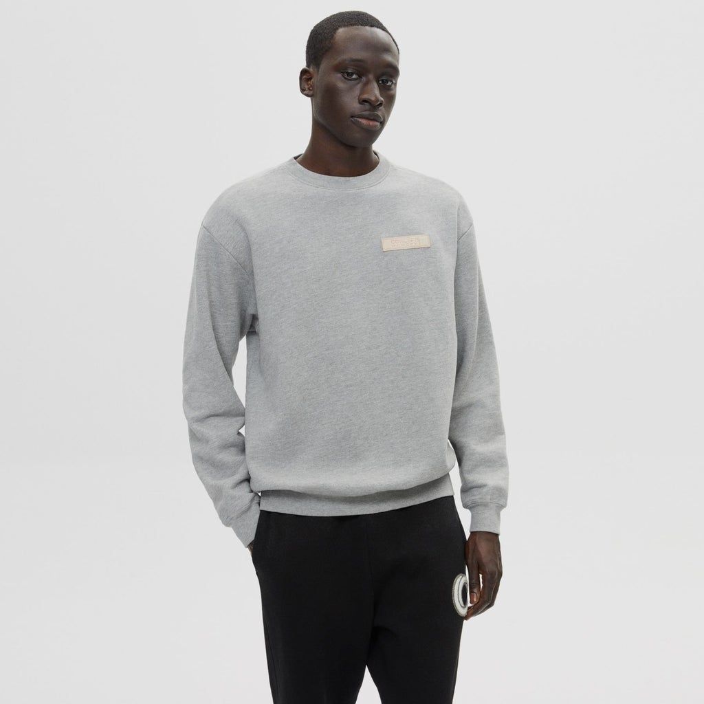 Concepts Leather Patch Crewneck (Heather Grey)